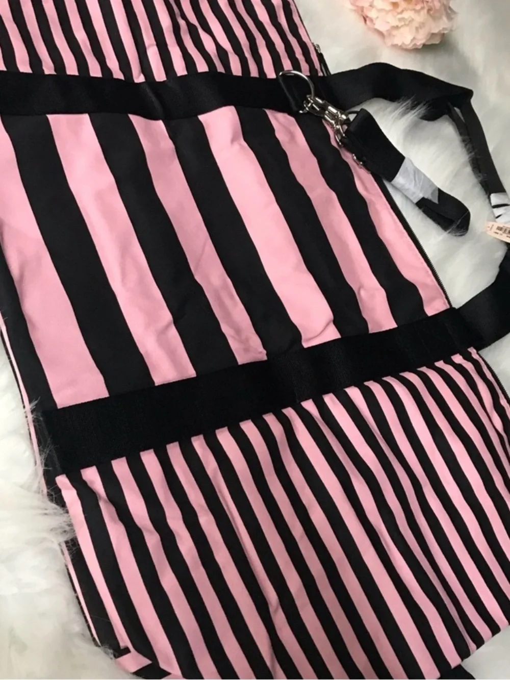 Victoria's Secret Pink and Black Striped Tote